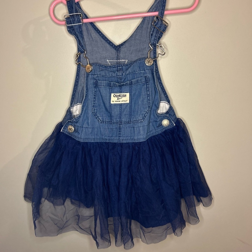 OshKosh B'gosh Denim and Navy Tulle Overall Dress